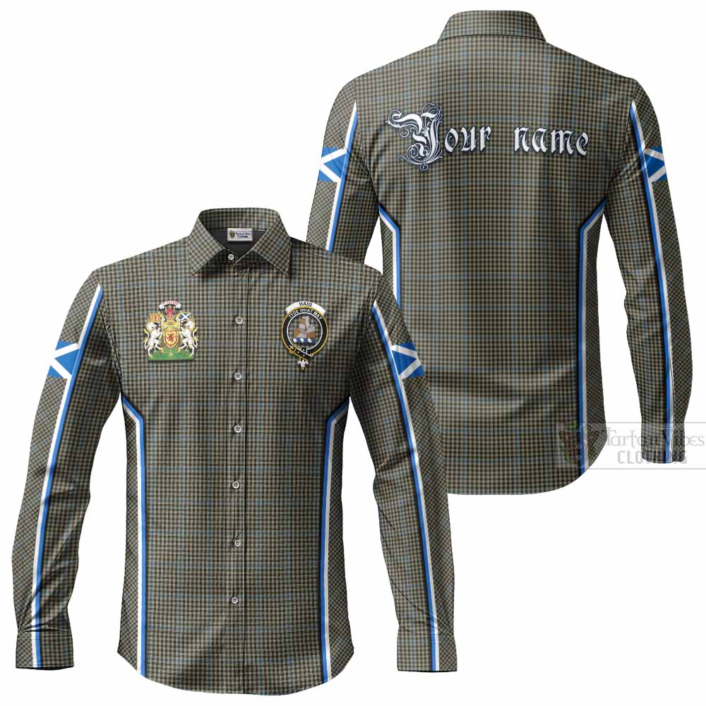 Haig Tartan Crest Long Sleeve Button Shirts Scotland Coat of Arm Flag Style - Tartan Vibes Clothing