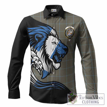 Haig Tartan Crest Long Sleeve Button Shirts Scottish Golden Lions Wave Flow