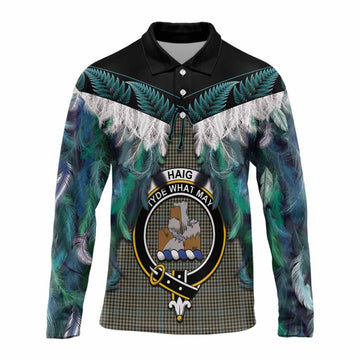 Haig Tartan Crest Long Sleeve Polo Shirt New Zealand Maori Korowai Cloak