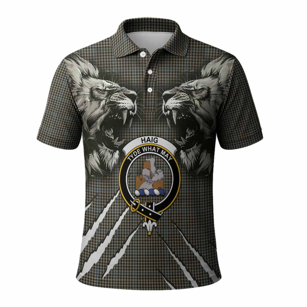 Haig Tartan Crest Polo Shirt Ferocious Lion Style