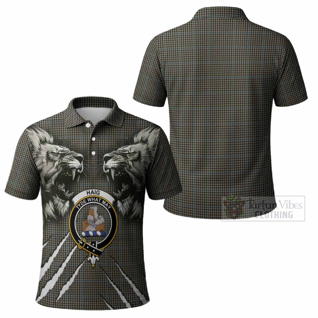 Haig Tartan Crest Polo Shirt Ferocious Lion Style