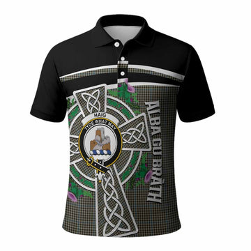 Haig Tartan Crest Polo Shirt Scottish Thistle Celtic Cross Alba Gu Brath