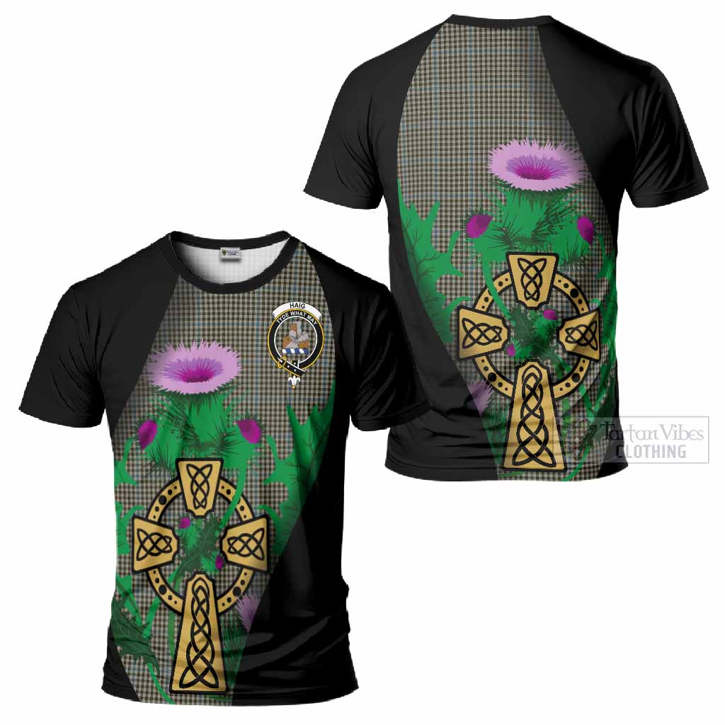 Haig Tartan Crest T-Shirt Celtic Cross Thistle Flowers