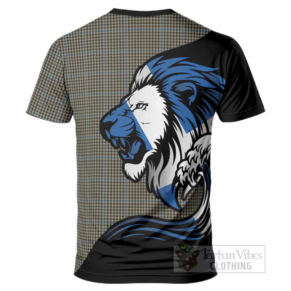 Haig Tartan Crest T-Shirt Scottish Golden Lions Wave Flow