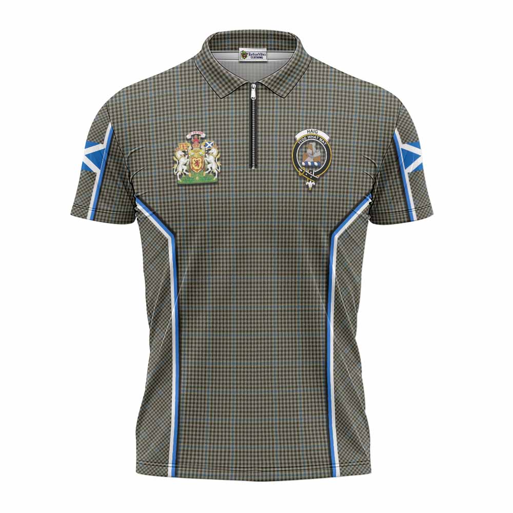 Haig Tartan Crest Zipper Polo Shirt Scotland Coat of Arm Flag Style - Tartan Vibes Clothing
