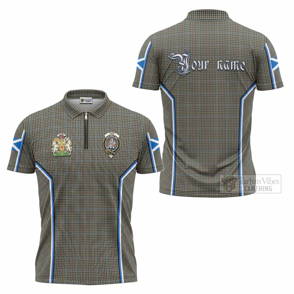 Haig Tartan Crest Zipper Polo Shirt Scotland Coat of Arm Flag Style - Tartan Vibes Clothing