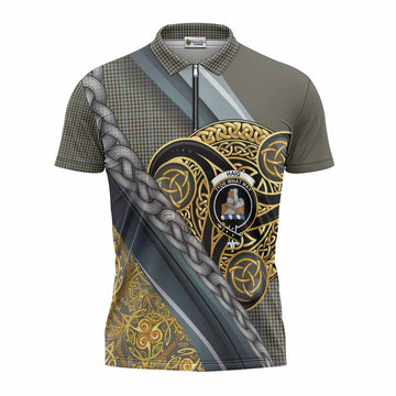 Haig Tartan Crest Zipper Polo Shirt Scottish Triskele Celtic