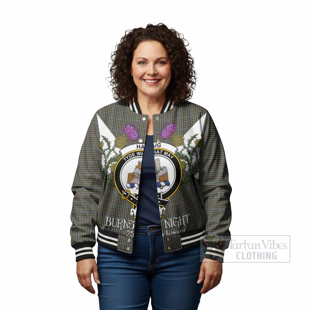 Haig Tartan Family Crest Baseball Jacket Scottish Burns Night Thistle Floral