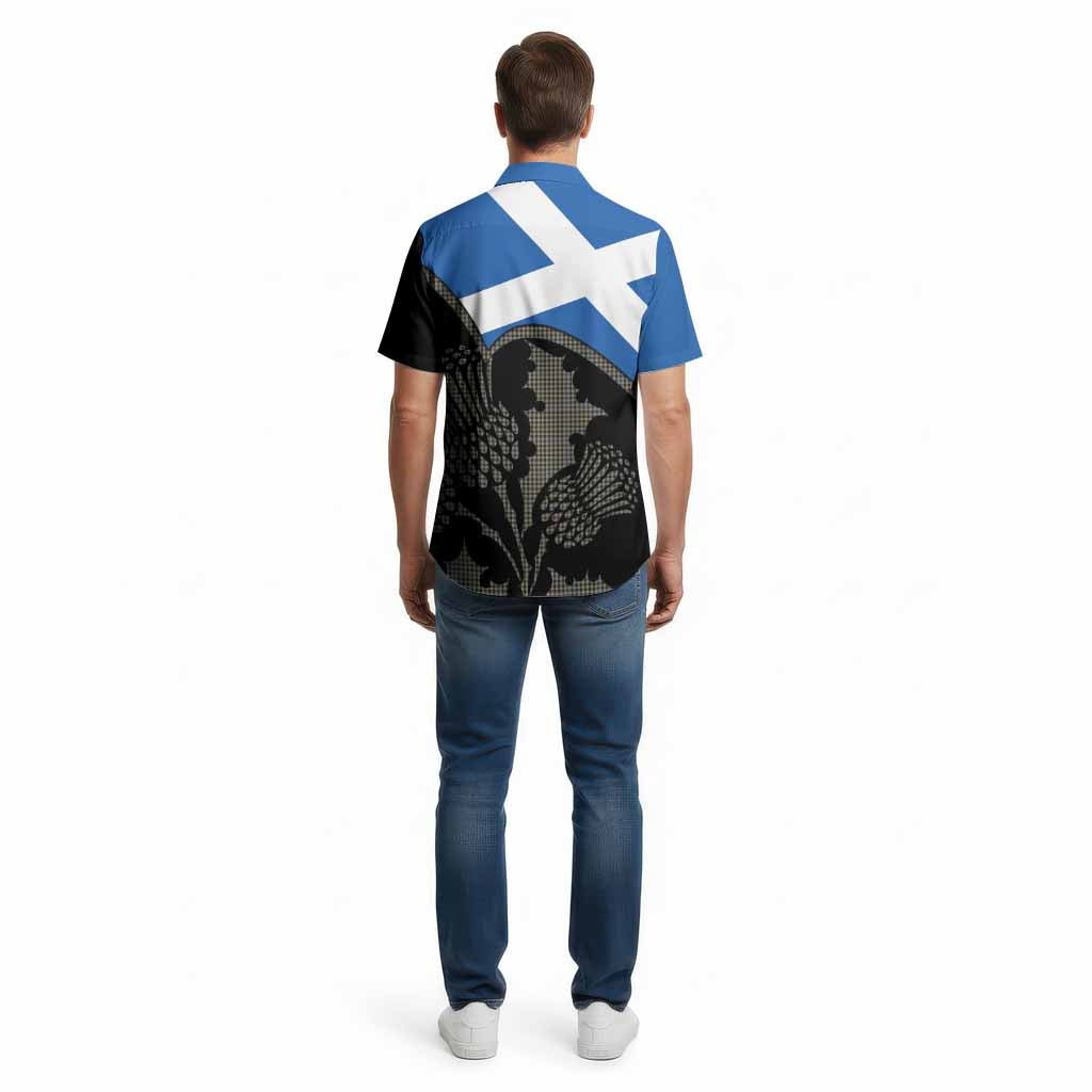 Haig Tartan Family Crest Cotton Hawaiian Shirt Scotland Thistle Floral Flag Style