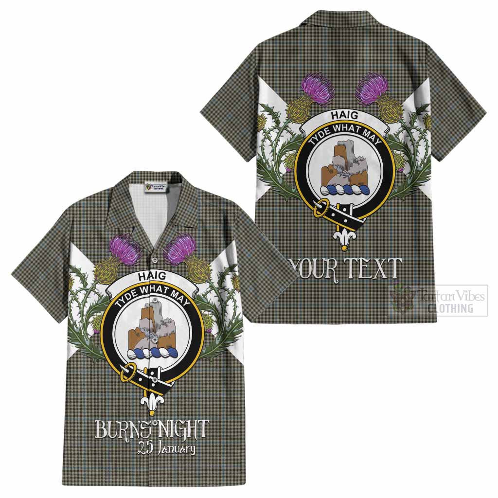 Haig Tartan Family Crest Cotton Hawaiian Shirt Scottish Burns Night Thistle Floral