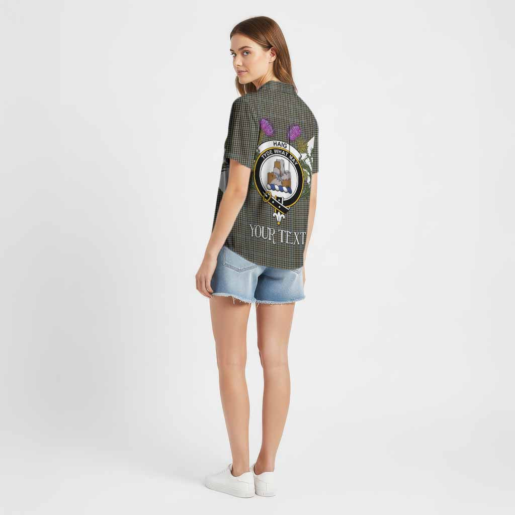 Haig Tartan Family Crest Cotton Hawaiian Shirt Scottish Burns Night Thistle Floral