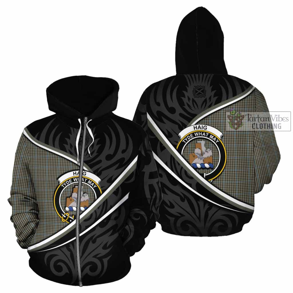 Haig Tartan Family Crest Cotton Hoodie Celtic Scottish Thistle Floral - Tartan Vibes Clothing