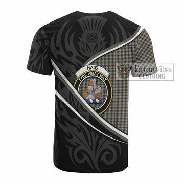 Haig Tartan Family Crest Cotton T-shirt Celtic Scottish Thistle Floral