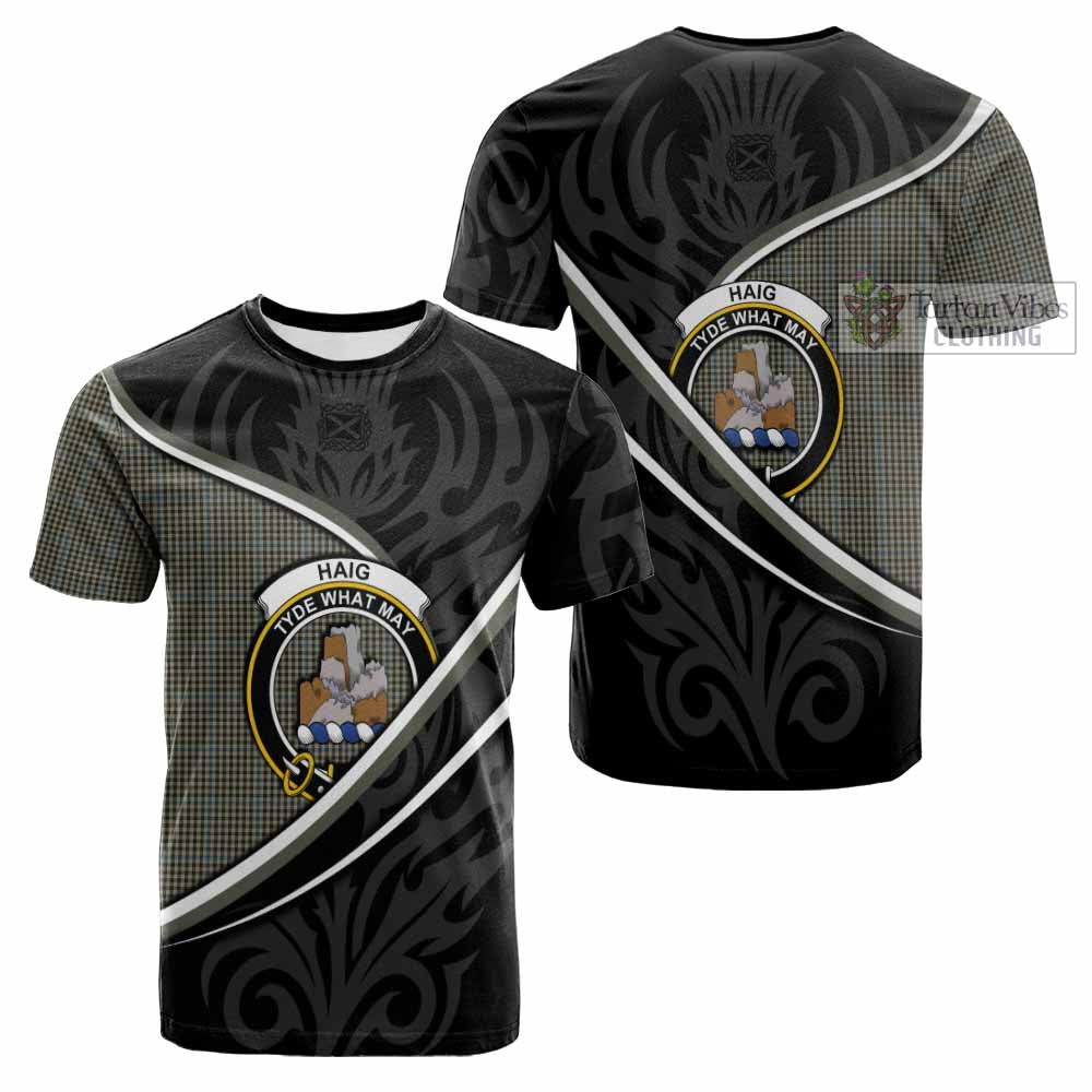 Haig Tartan Family Crest Cotton T-shirt Celtic Scottish Thistle Floral - Tartan Vibes Clothing