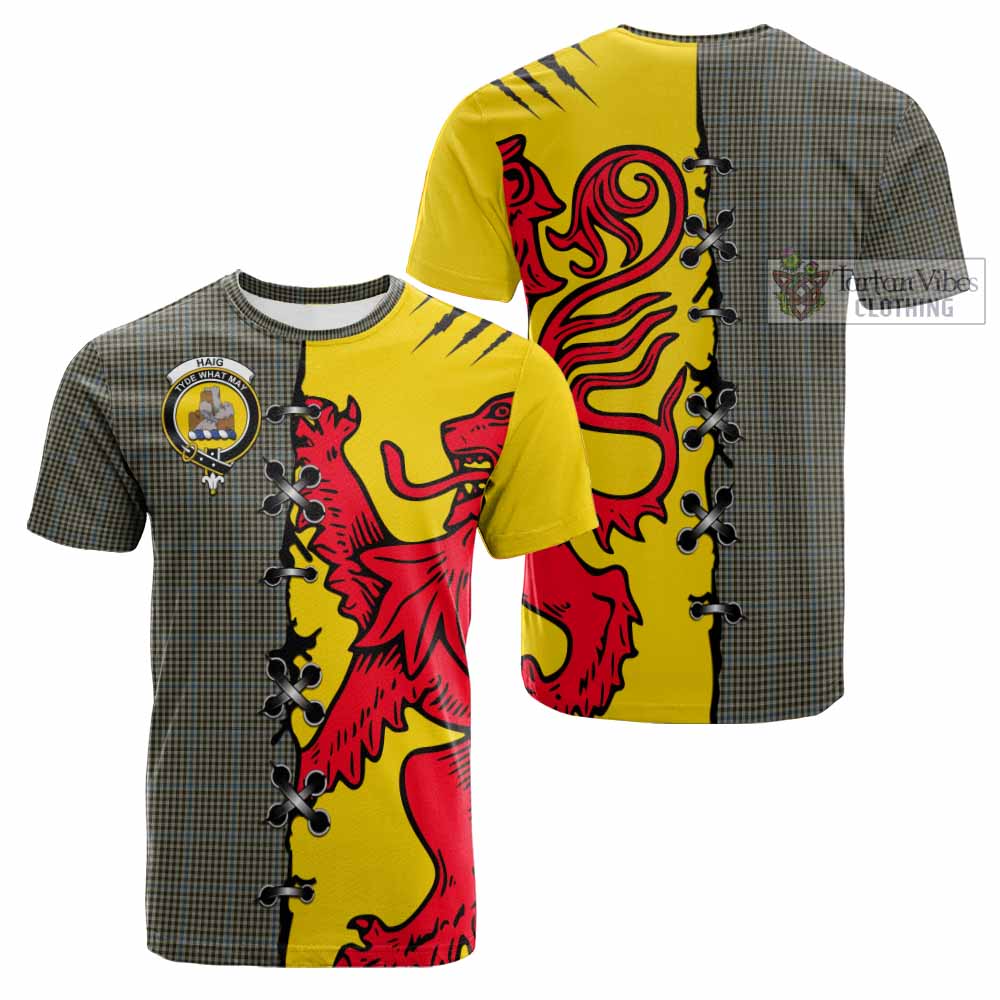 Haig Tartan Family Crest Cotton T-shirt Lion Rampant Honor - Tartan Vibes Clothing