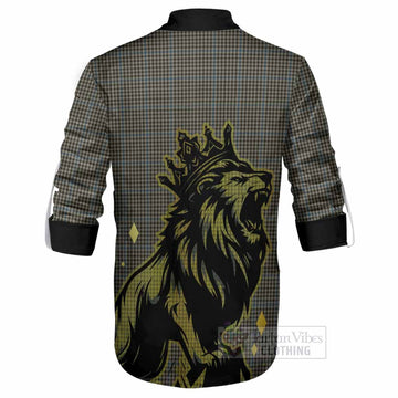 Haig Tartan Family Crest Ghillie Shirt Crowned Lion Roaring