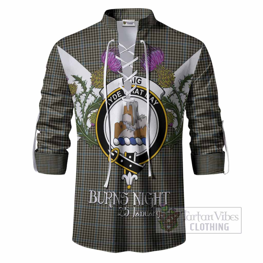 Haig Tartan Family Crest Ghillie Shirt Scottish Burns Night Thistle Floral