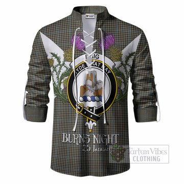 Haig Tartan Family Crest Ghillie Shirt Scottish Burns Night Thistle Floral