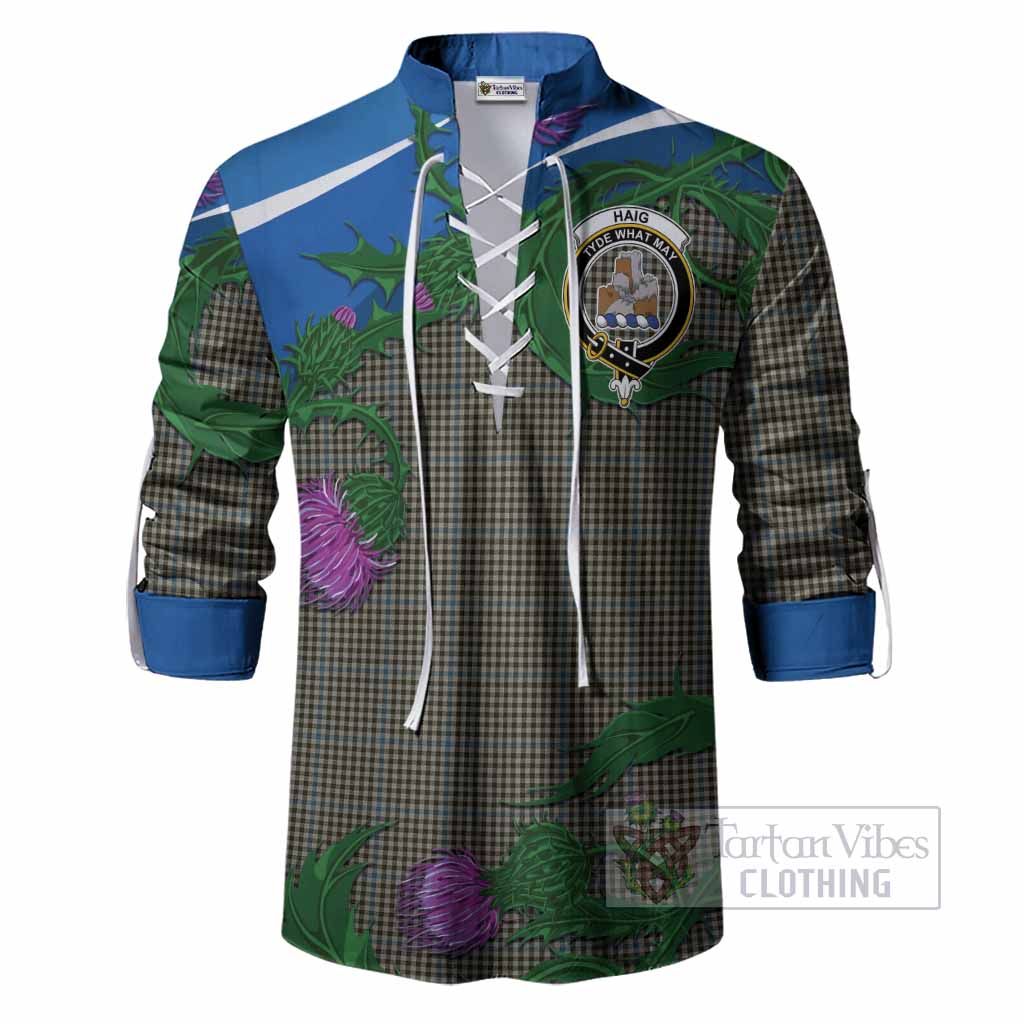 Haig Tartan Family Crest Ghillie Shirt Thistle in Minimalism