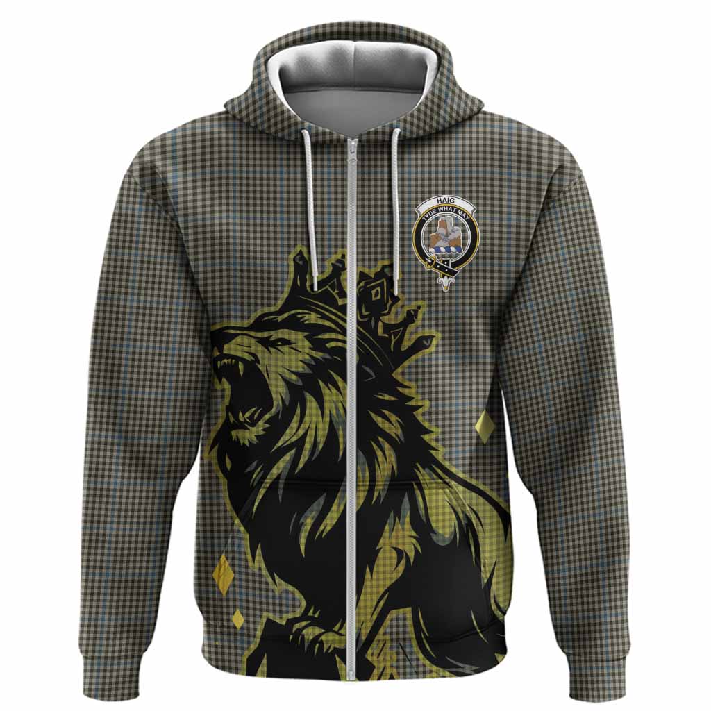 Haig Tartan Family Crest Hoodie Crowned Lion Roaring