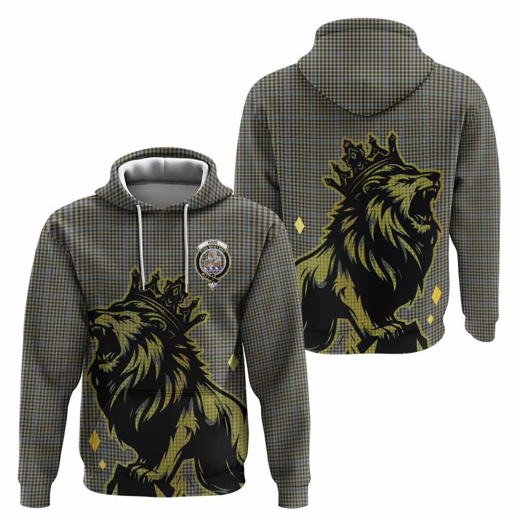Haig Tartan Family Crest Hoodie Crowned Lion Roaring