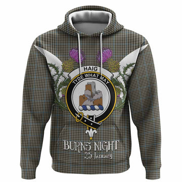 Haig Tartan Family Crest Hoodie Scottish Burns Night Thistle Floral