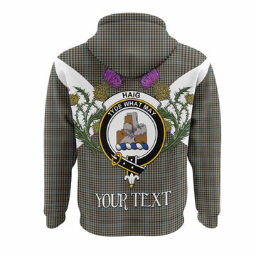 Haig Tartan Family Crest Hoodie Scottish Burns Night Thistle Floral