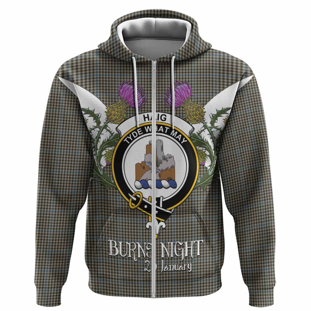 Haig Tartan Family Crest Hoodie Scottish Burns Night Thistle Floral