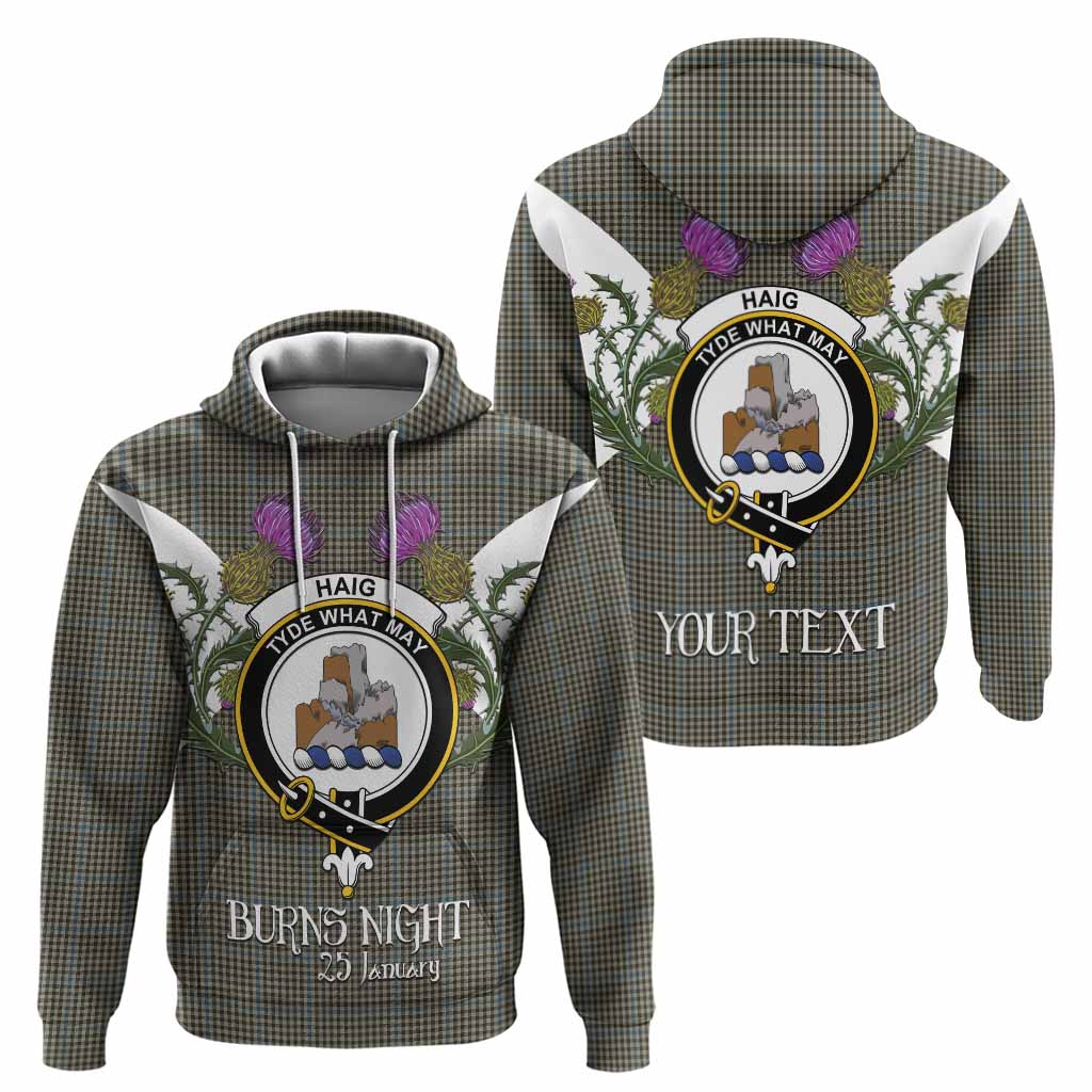 Haig Tartan Family Crest Hoodie Scottish Burns Night Thistle Floral