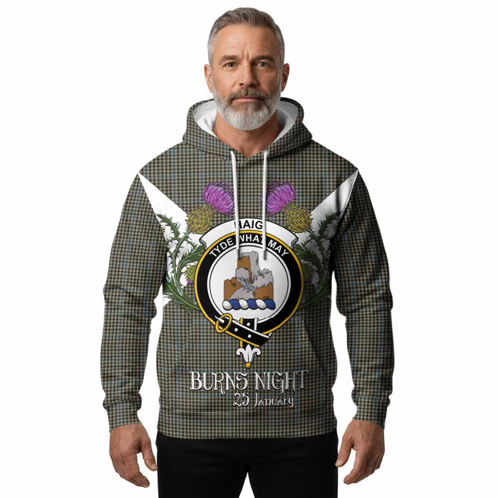 Haig Tartan Family Crest Hoodie Scottish Burns Night Thistle Floral