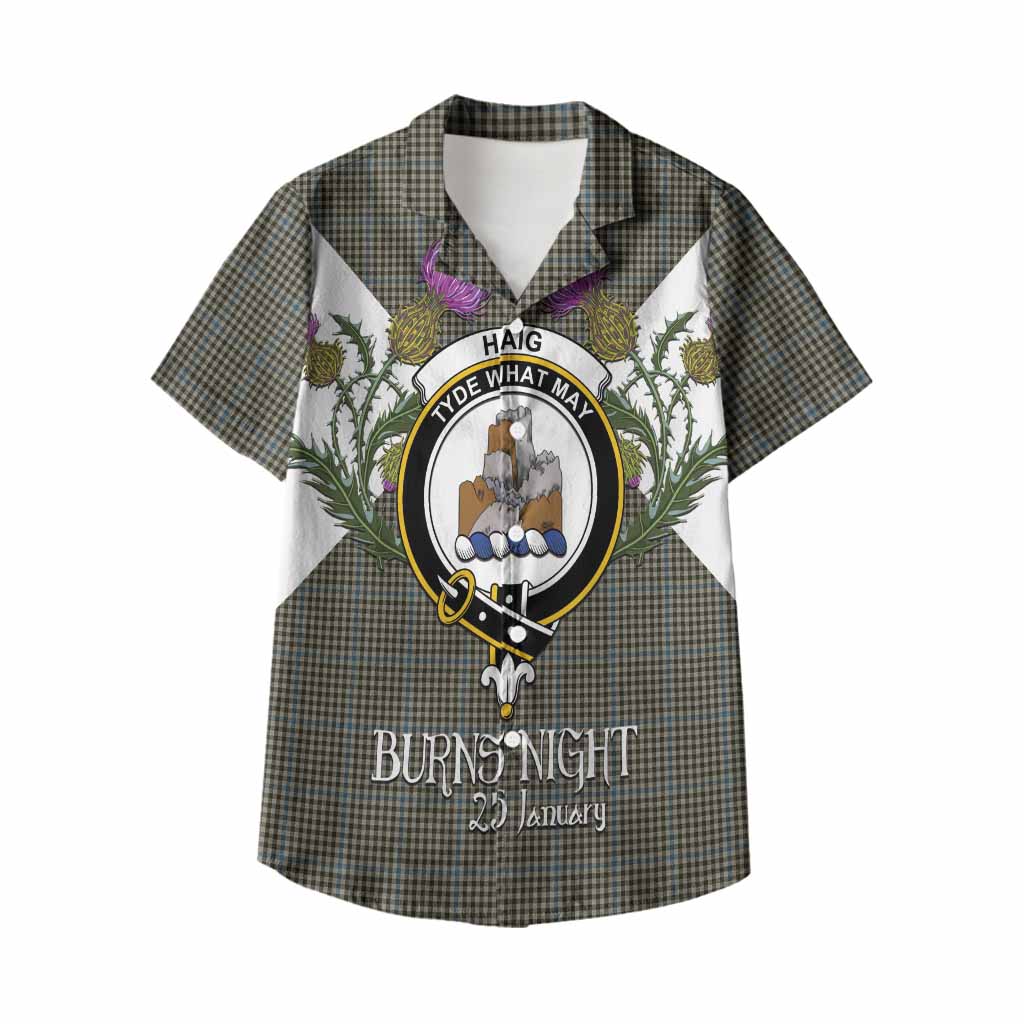 Haig Tartan Family Crest Kid Hawaiian Shirt Scottish Burns Night Thistle Floral