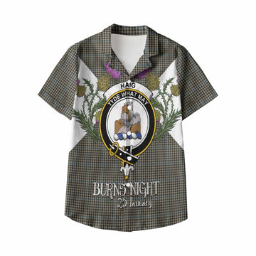 Haig Tartan Family Crest Kid Hawaiian Shirt Scottish Burns Night Thistle Floral