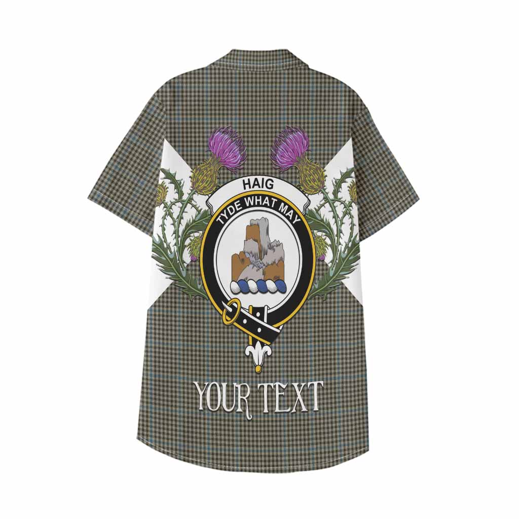 Haig Tartan Family Crest Kid Hawaiian Shirt Scottish Burns Night Thistle Floral