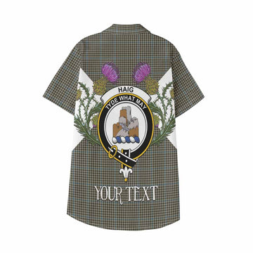 Haig Tartan Family Crest Kid Hawaiian Shirt Scottish Burns Night Thistle Floral