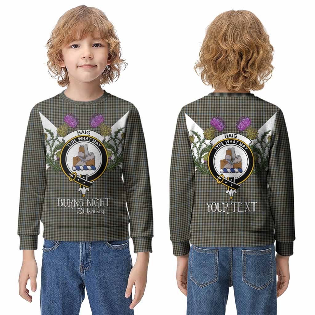 Haig Tartan Family Crest Kid Knitted Sweatshirt Scottish Burns Night Thistle Floral