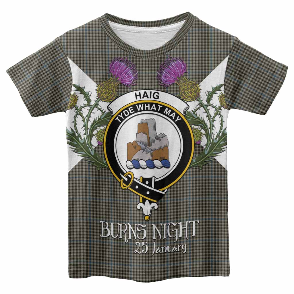 Haig Tartan Family Crest Kid T-shirt Scottish Burns Night Thistle Floral