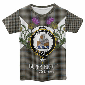 Haig Tartan Family Crest Kid T-shirt Scottish Burns Night Thistle Floral