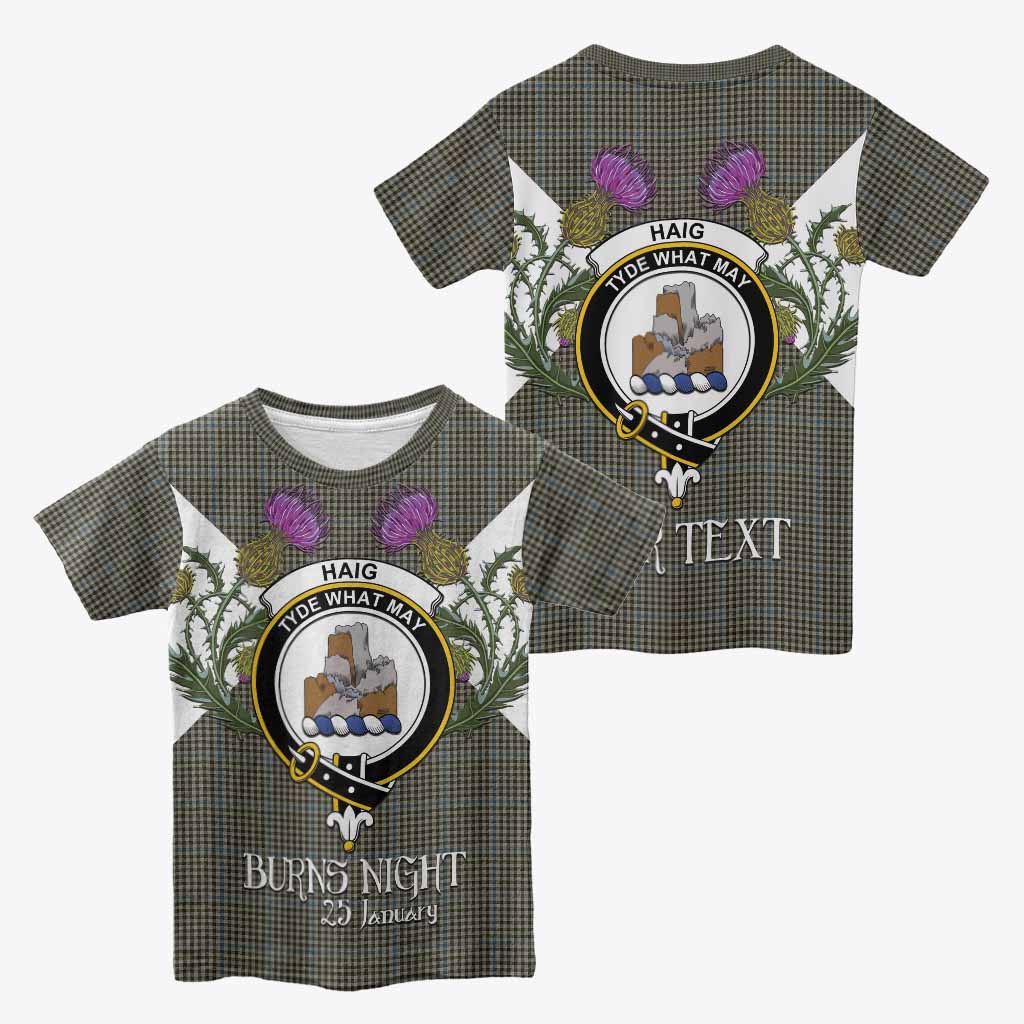 Haig Tartan Family Crest Kid T-shirt Scottish Burns Night Thistle Floral
