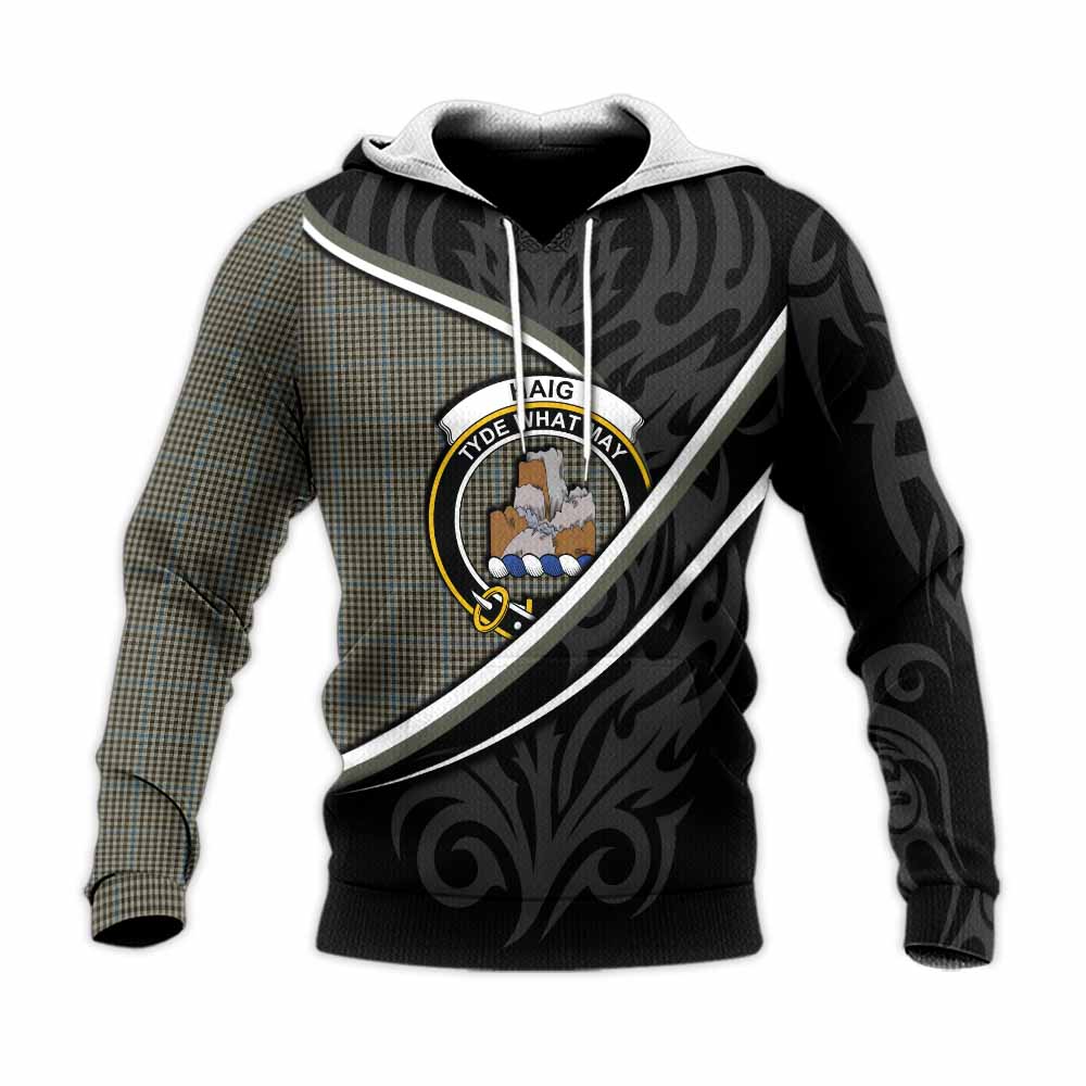 Haig Tartan Family Crest Knitted Hoodie Celtic Scottish Thistle Floral - Tartan Vibes Clothing