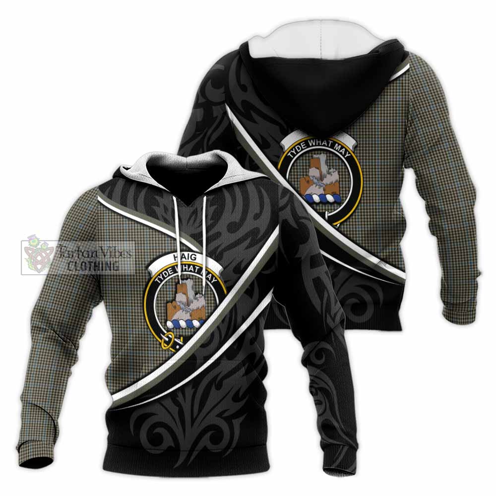 Haig Tartan Family Crest Knitted Hoodie Celtic Scottish Thistle Floral - Tartan Vibes Clothing