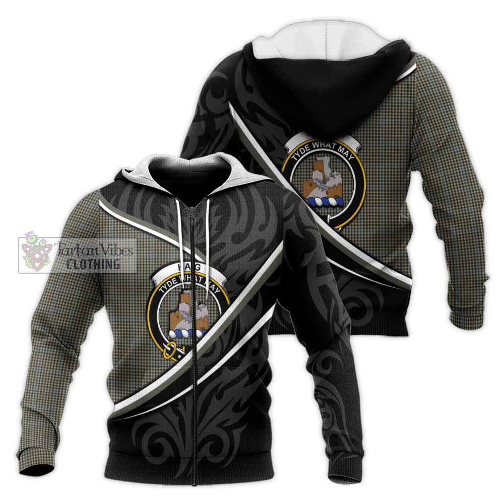Haig Tartan Family Crest Knitted Hoodie Celtic Scottish Thistle Floral - Tartan Vibes Clothing
