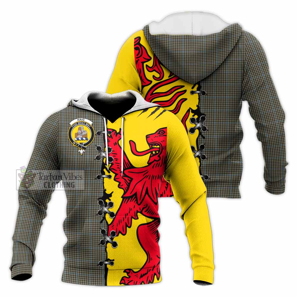 Haig Tartan Family Crest Knitted Hoodie Lion Rampant Honor - Tartan Vibes Clothing