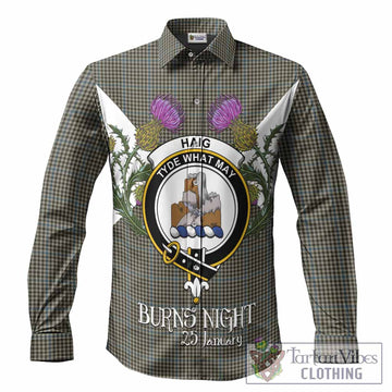 Haig Tartan Family Crest Long Sleeve Button Shirts Scottish Burns Night Thistle Floral