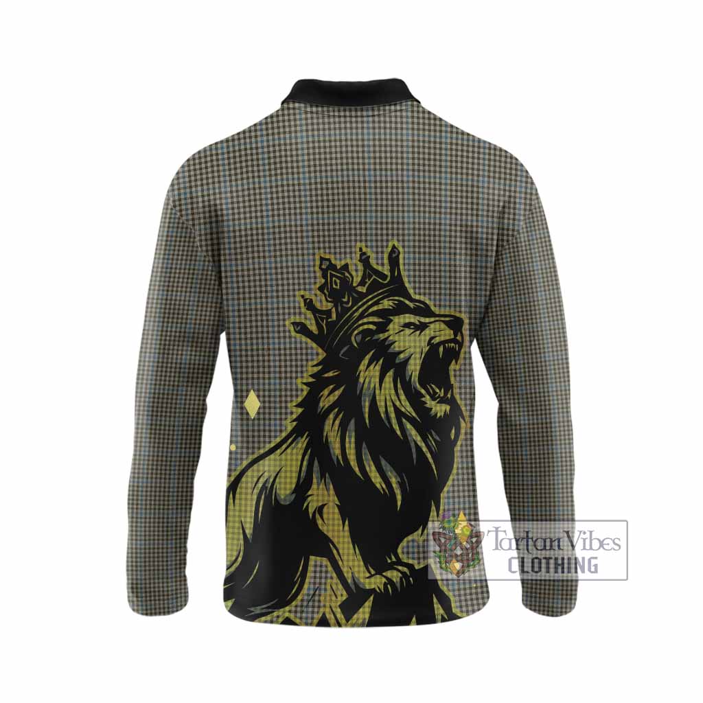 Haig Tartan Family Crest Long Sleeve Polo Shirt Crowned Lion Roaring