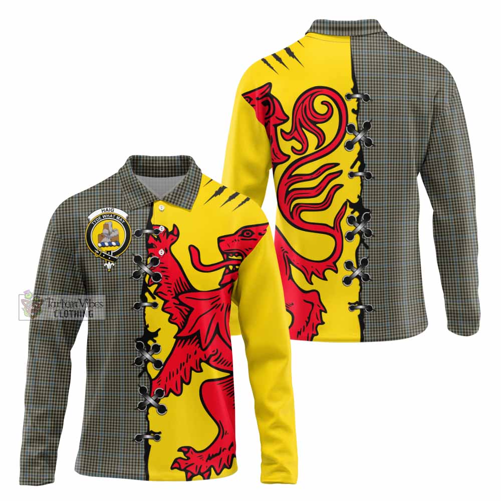 Haig Tartan Family Crest Long Sleeve Polo Shirt Lion Rampant Honor - Tartan Vibes Clothing