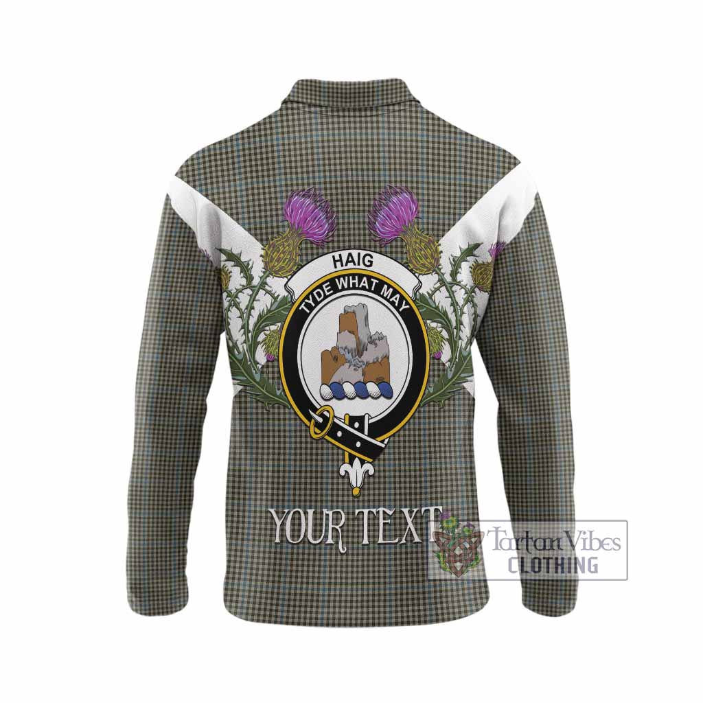 Haig Tartan Family Crest Long Sleeve Polo Shirt Scottish Burns Night Thistle Floral