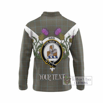 Haig Tartan Family Crest Long Sleeve Polo Shirt Scottish Burns Night Thistle Floral