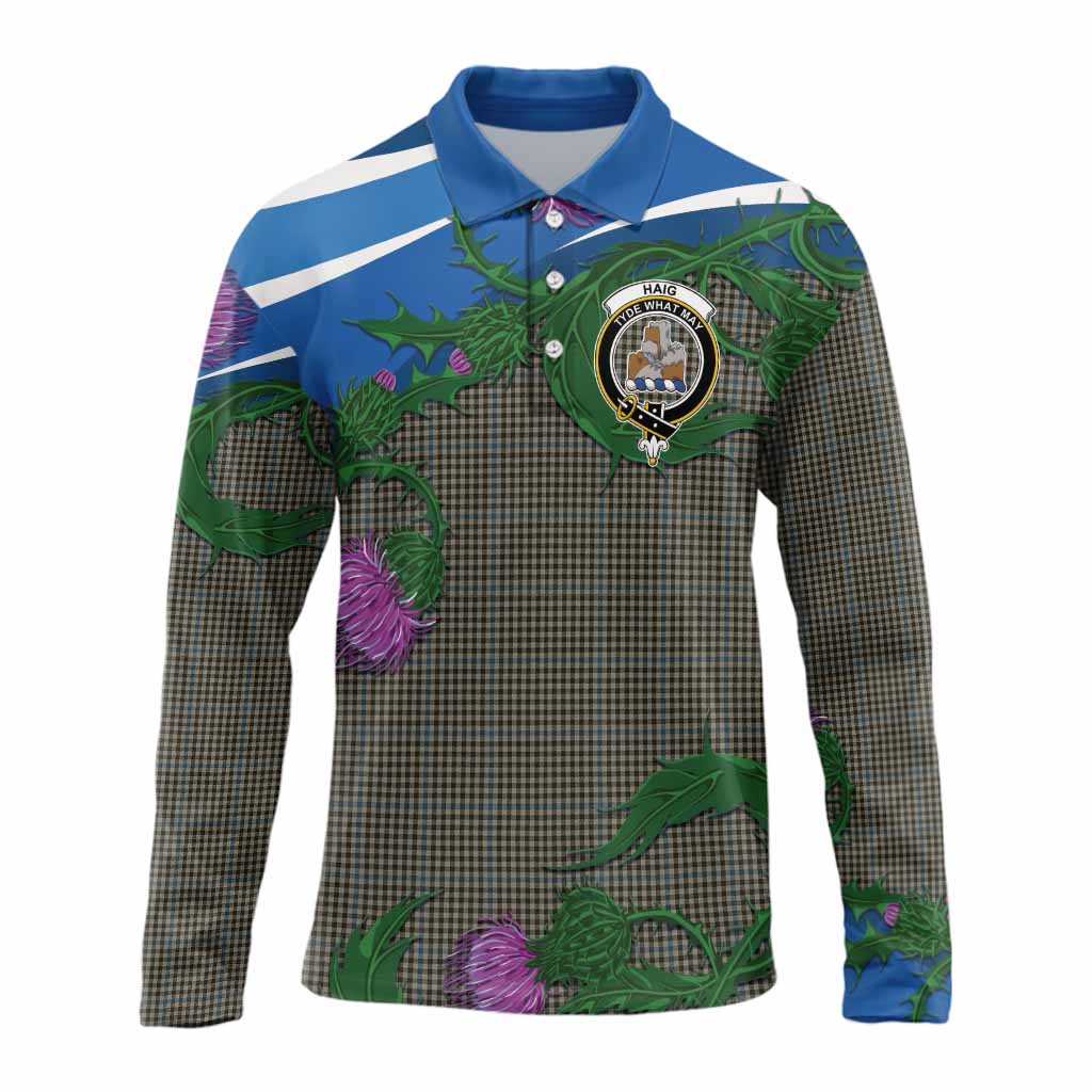 Haig Tartan Family Crest Long Sleeve Polo Shirt Thistle in Minimalism