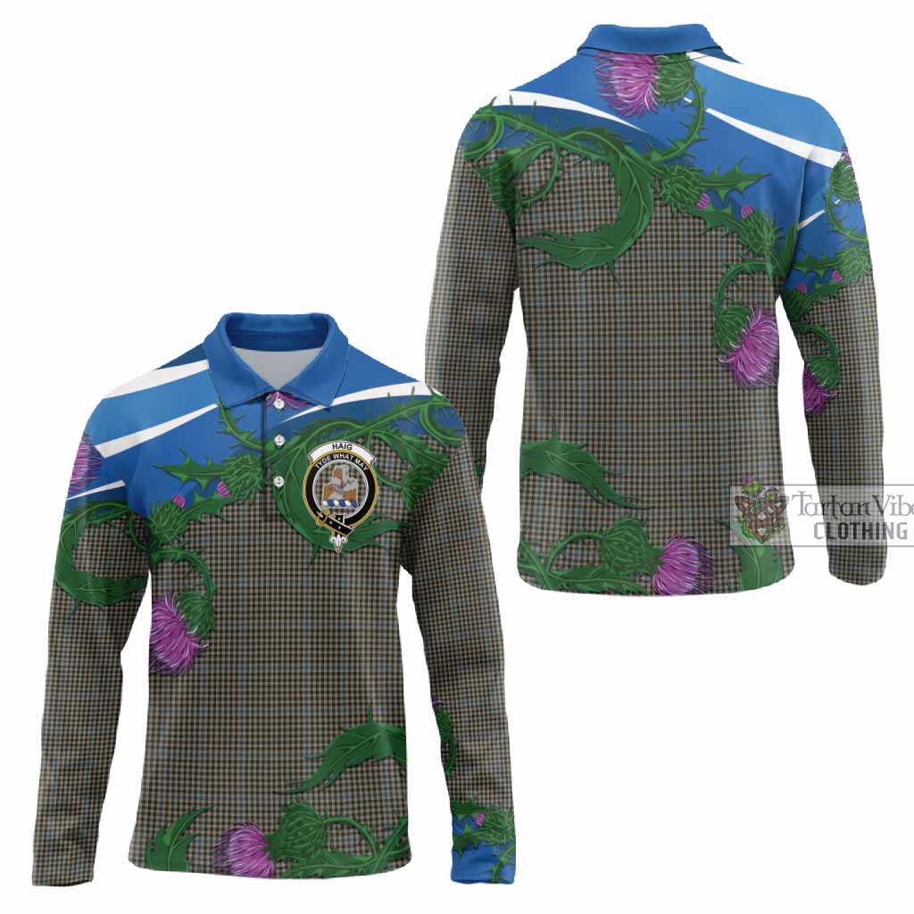 Haig Tartan Family Crest Long Sleeve Polo Shirt Thistle in Minimalism