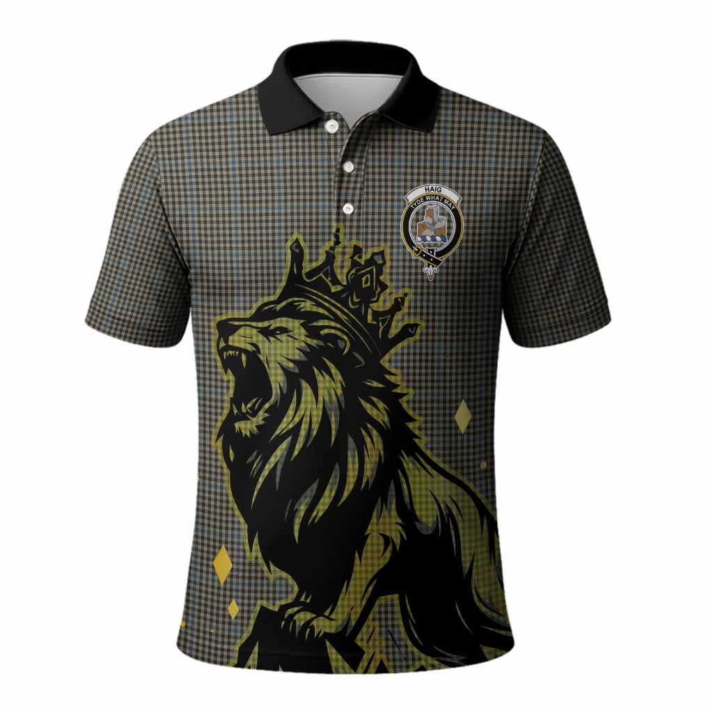 Haig Tartan Family Crest Polo Shirt Crowned Lion Roaring